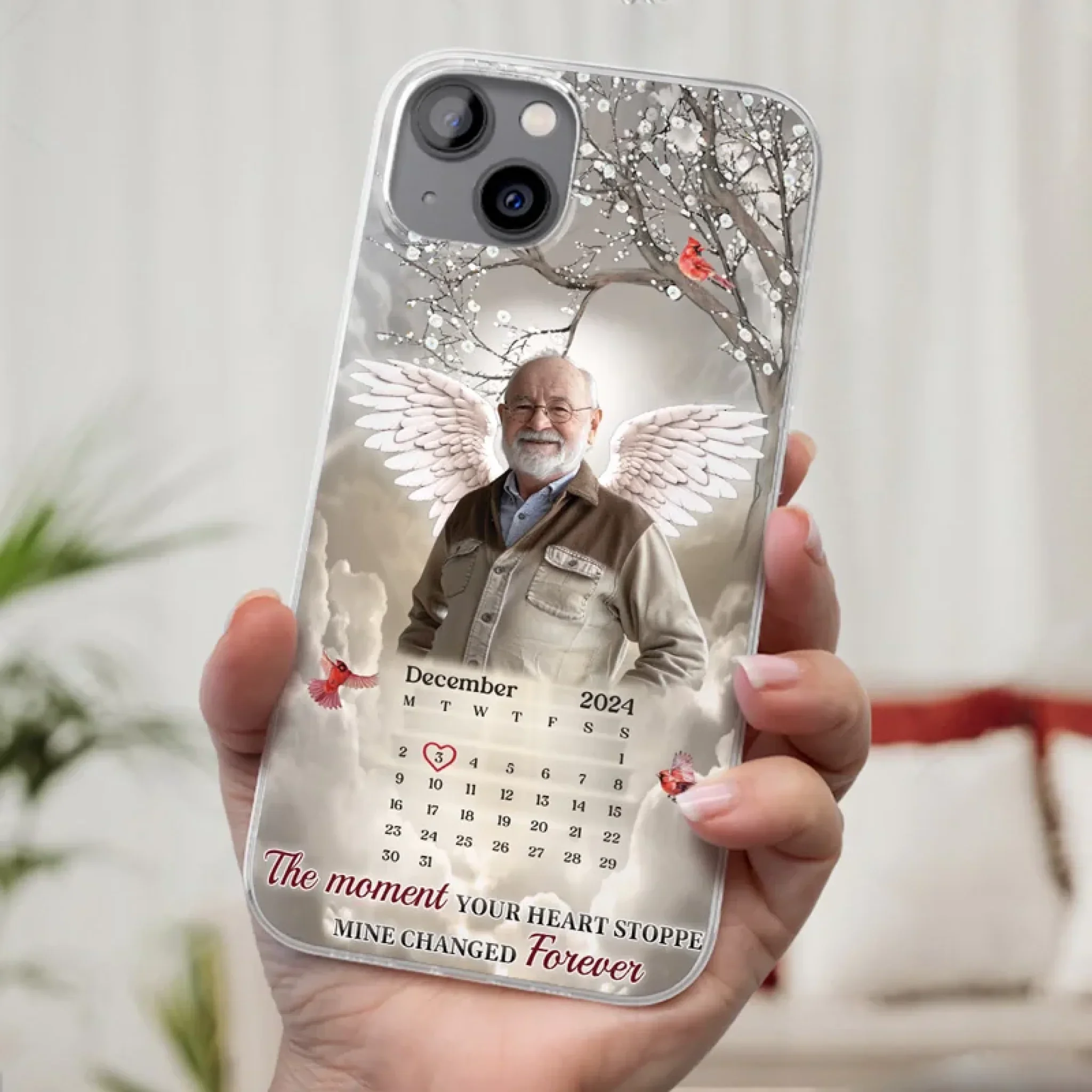 Custom Photo In Our Hearts, You Live On - Memorial Personalized Custom Phone Case - Sympathy Gift For Family Members
