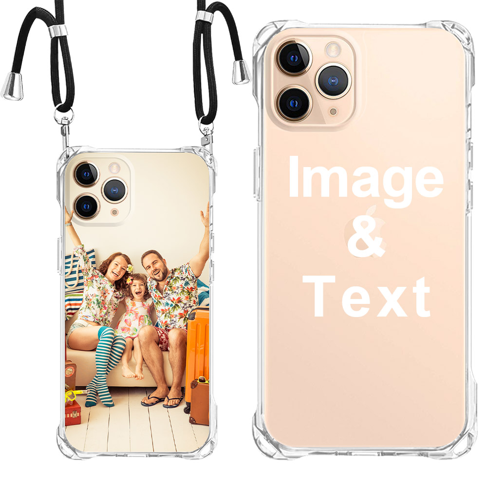 Custom for iPhone 11 Pro Clear Slim Lanyard Case