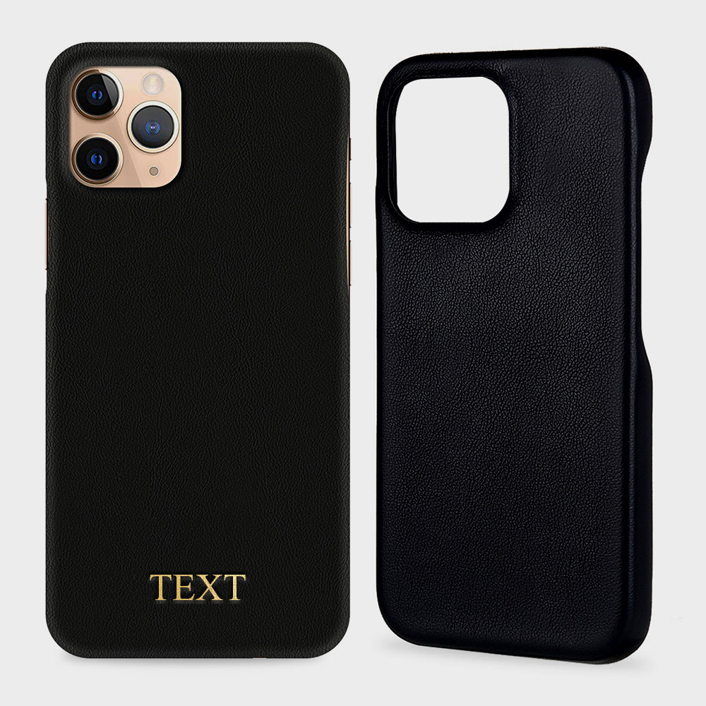 Custom for iPhone 11 Pro Initials Engraving Slim Leather Case