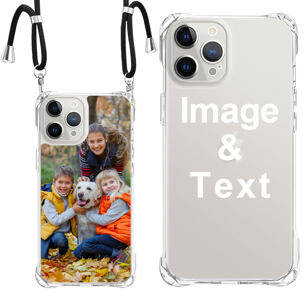 Custom for iPhone 12 Pro Max Clear Slim Lanyard Case