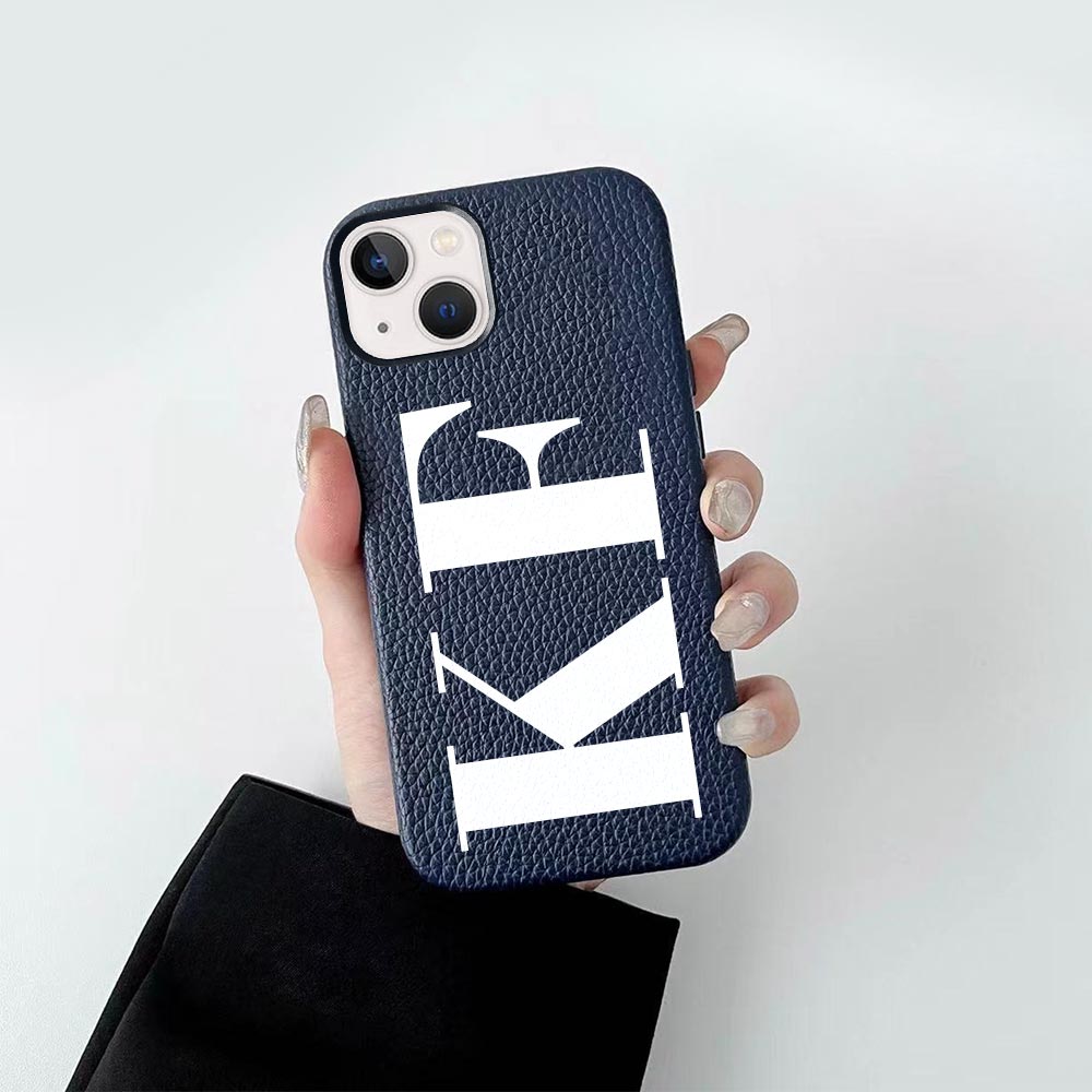 Custom for iPhone 14 Litchi Grain Leather Case