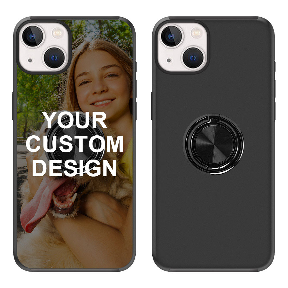 Custom for iPhone 14 Ring Holder Dual Layers Case