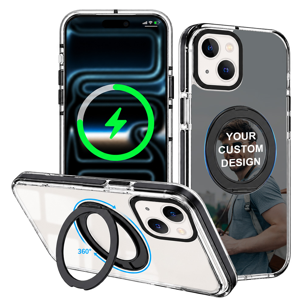 Custom for iPhone 14 ClearSpin Stand Case