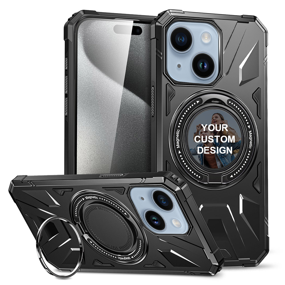 Custom for iPhone 14 Plus Rotatable Invisible Stand MagSafe Case