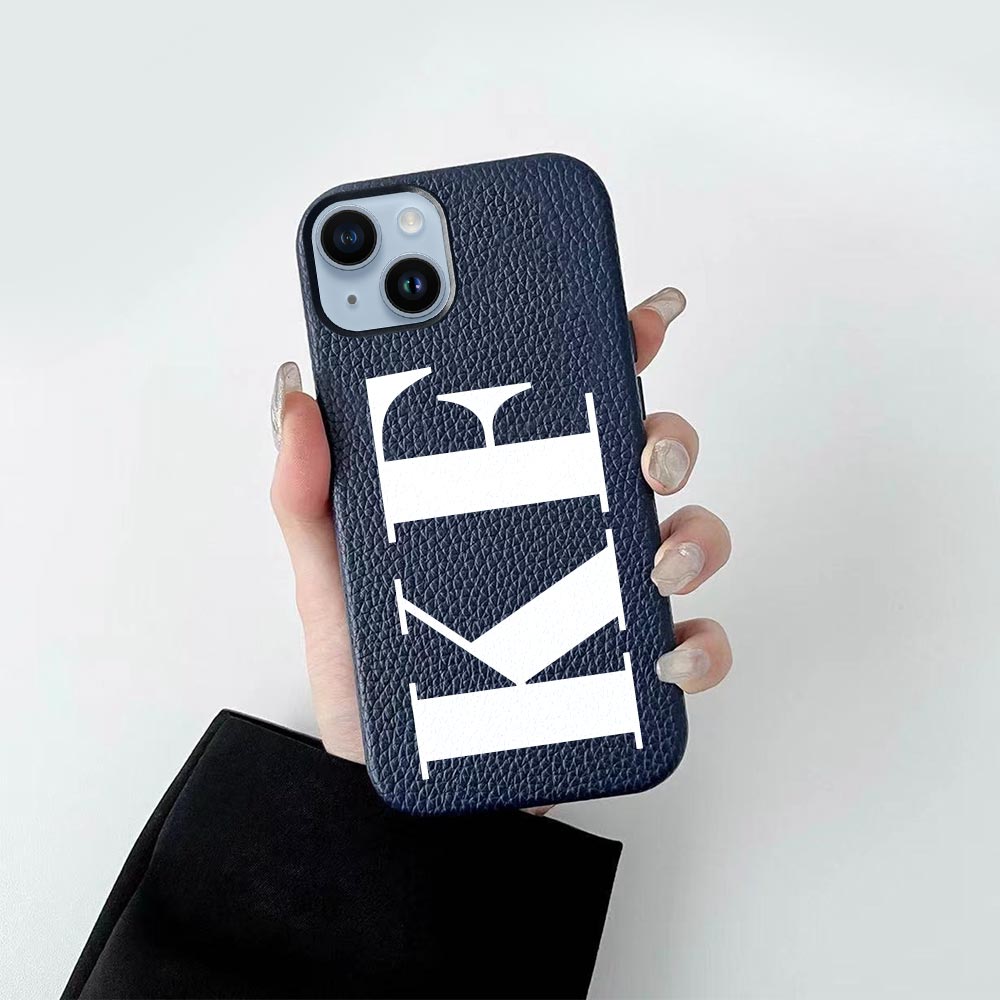 Custom for iPhone 14 Plus Litchi Grain Leather Case