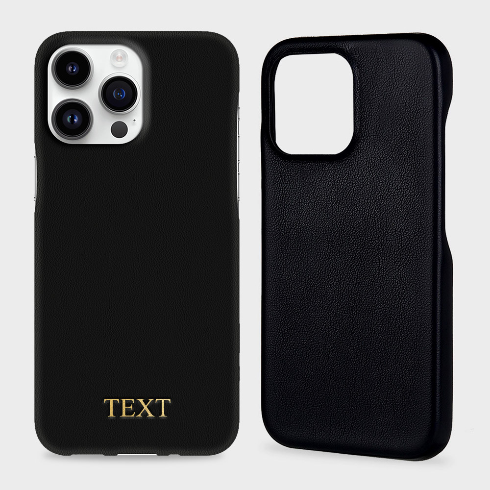 Custom for iPhone 14 Pro Max Initials Engraving Slim Leather Case