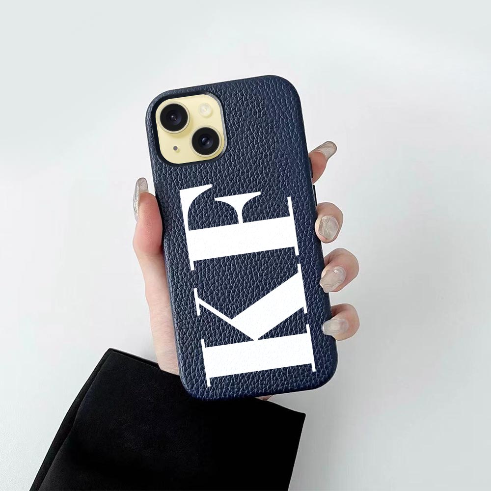 Custom for iPhone 15 Litchi Grain Leather Case