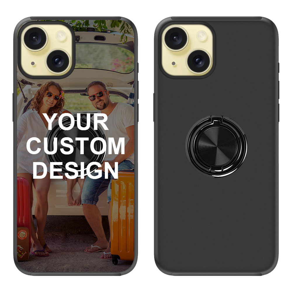 Custom for iPhone 15 Ring Holder Dual Layers Case
