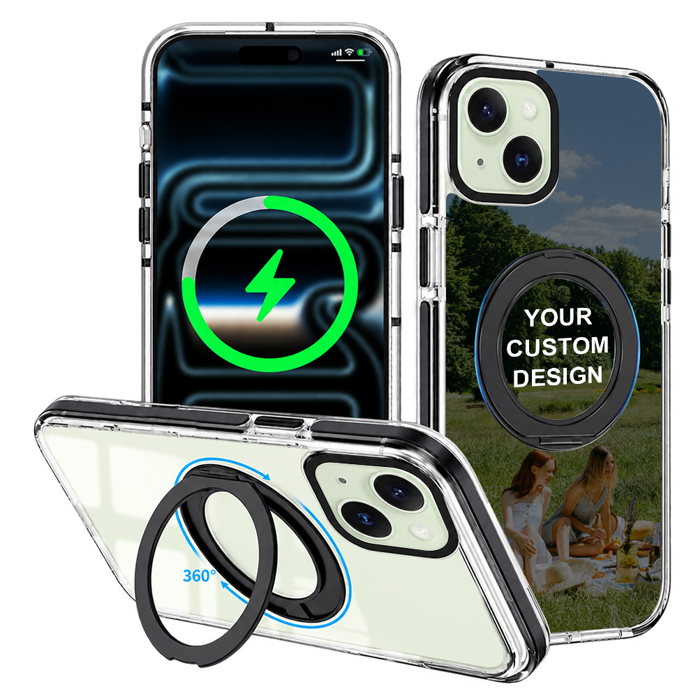Custom for iPhone 15 Plus ClearSpin Stand Case