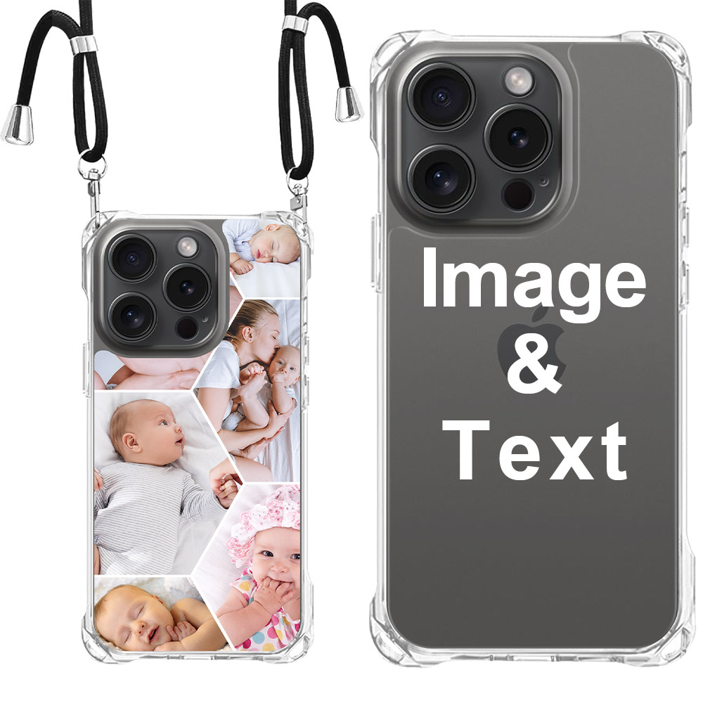 Custom for iPhone 15 Pro Clear Slim Lanyard Case