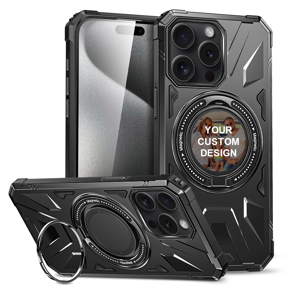 Custom for iPhone 15 Pro Rotatable Invisible Stand MagSafe Case