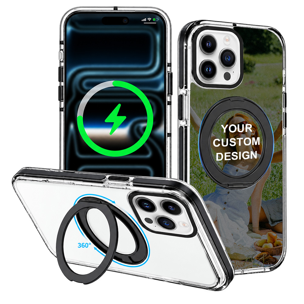Custom for iPhone 15 Pro Max ClearSpin Stand Case