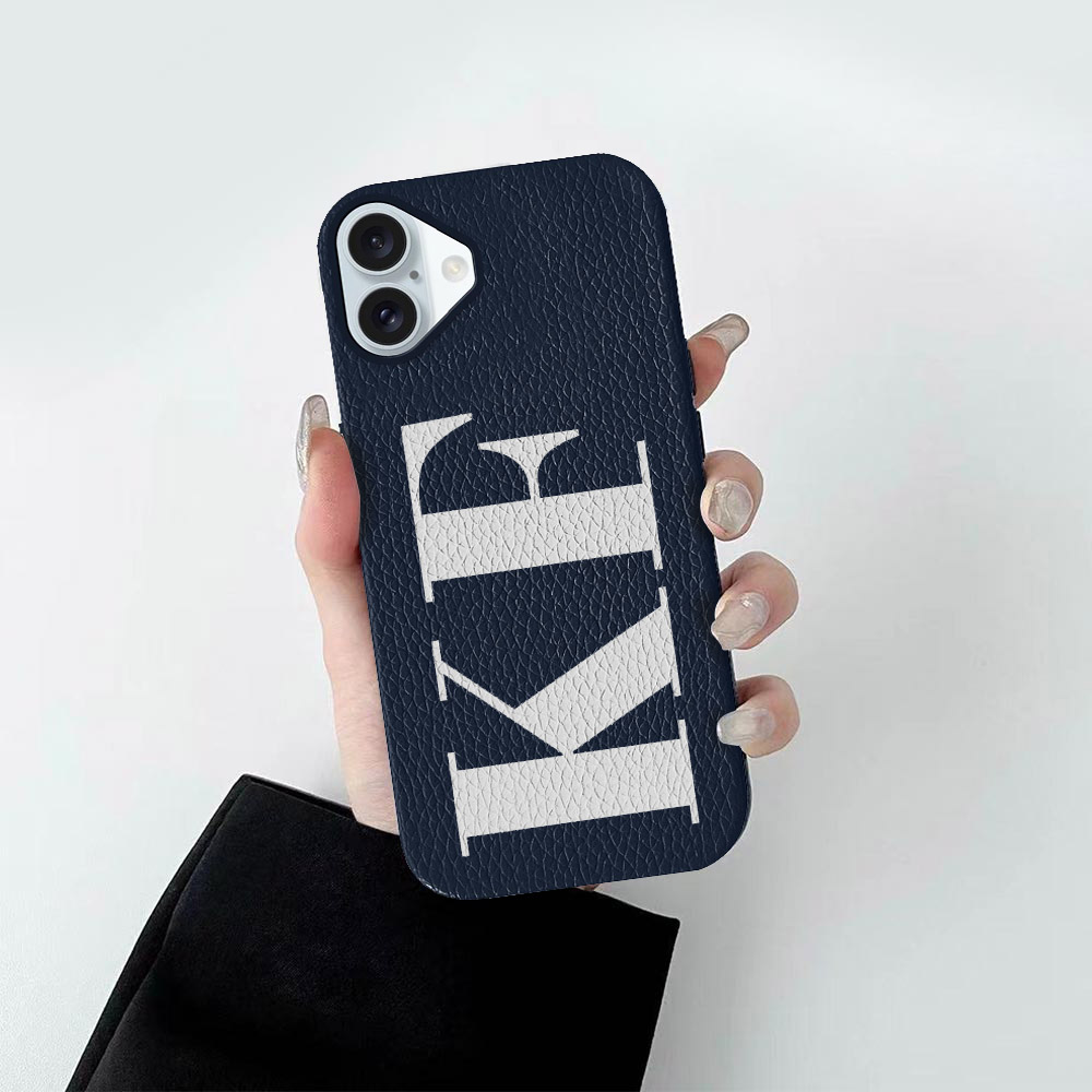 Custom for iPhone 16 Plus Litchi Grain Leather Case