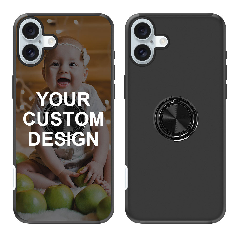 Custom for iPhone 16 Plus Ring Holder Dual Layers Case